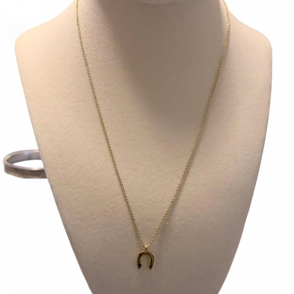 Dainty Gold Horseshoe Pendant Necklace Lucky Charm Minimalist Layering